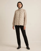 Women's Quilted Jacket with Cable Knit Sleeves and Funnel Neck Collar – Paloma