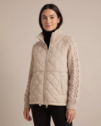 Women's Quilted Jacket with Cable Knit Sleeves and Funnel Neck Collar – Paloma