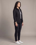 Women's Quilted Jacket, Lightweight with Check Lining and Funnel Collar – Coco