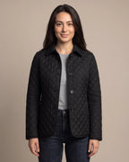 Women's Quilted Jacket, Lightweight with Check Lining and Funnel Collar – Coco