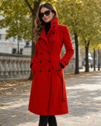 Women's Coat with Belt and Stand Collar, Double Breasted Wool Military Style for Winter – Eliza Jane