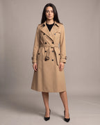 Women's Trench Coat with Belt, Storm Flap and Epaulettes, Double-Breasted – Kira