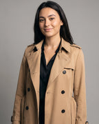 Women's Trench Coat with Belt, Storm Flap and Epaulettes, Double-Breasted – Kira