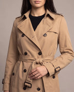 Women's Trench Coat with Belt, Storm Flap and Epaulettes, Double-Breasted – Kira