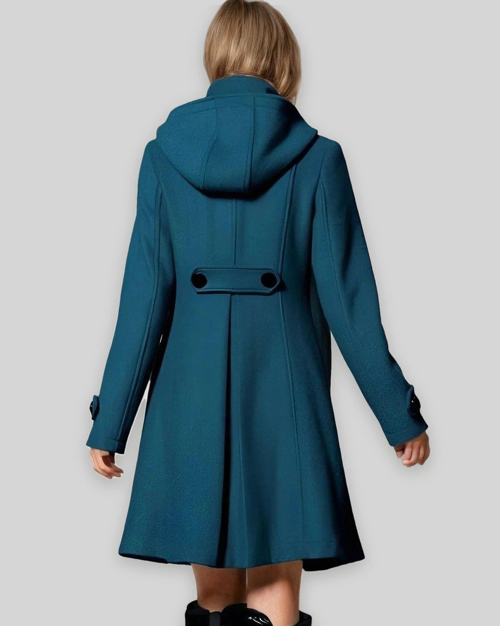 Women's Winter Coat with Hood and Flap Pockets, Double-Breasted Funnel Neck Coats for Women – Jolie