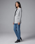 Women's Double-Breasted Blazer in Wool Blend with Knit Sleeves, Wool Blend Blazer Women – Belle