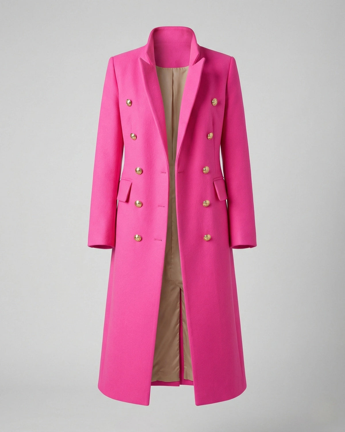 Women's Double-Breasted Longline Blazer Coat with Notch Lapel – Evie Jane