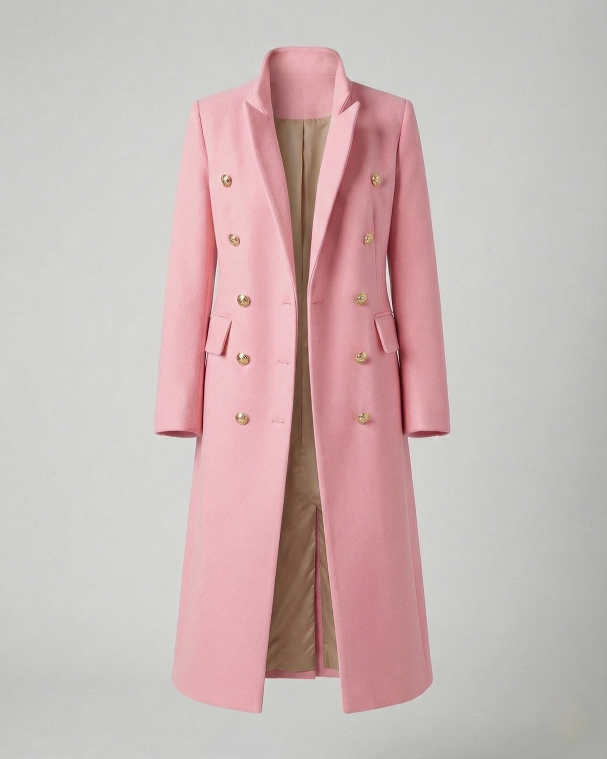 Women's Double-Breasted Longline Blazer Coat with Notch Lapel – Evie Jane