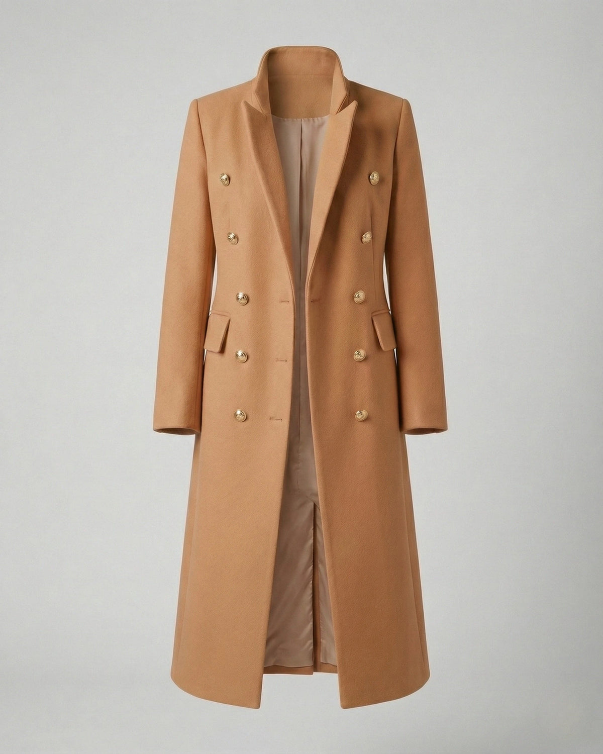 Women's Double-Breasted Longline Blazer Coat with Notch Lapel – Evie Jane