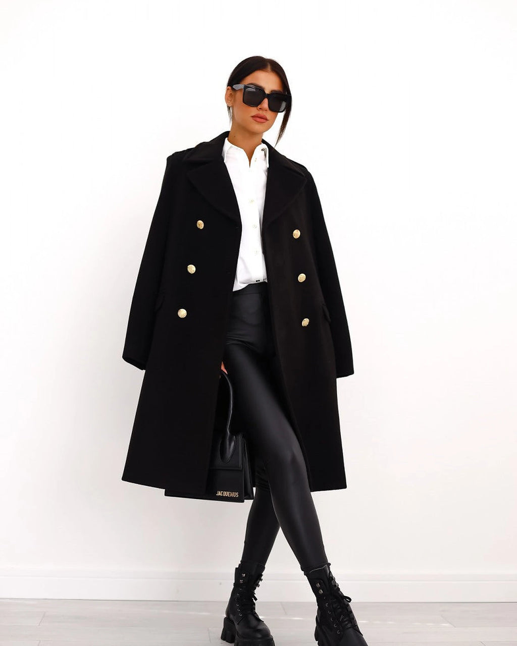 Women's Double-Breasted Longline Wool-Blend Coat with Notch Collar – Faye Lou