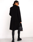 Women's Double-Breasted Longline Wool-Blend Coat with Notch Collar – Faye Lou
