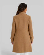 Women's Coat in Double-Breasted Longline Wool-Blend with Notch Lapels – Lottie Mae