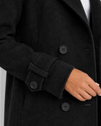 Women's Coat in Double-Breasted Longline Wool-Blend with Notch Lapels – Lottie Mae