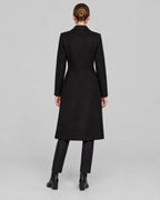 Women's Double Breasted Coat in Wool Blend with Notched Lapel, Longline Fit – Ingrid