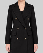 Women's Double Breasted Coat in Wool Blend with Notched Lapel, Longline Fit – Ingrid