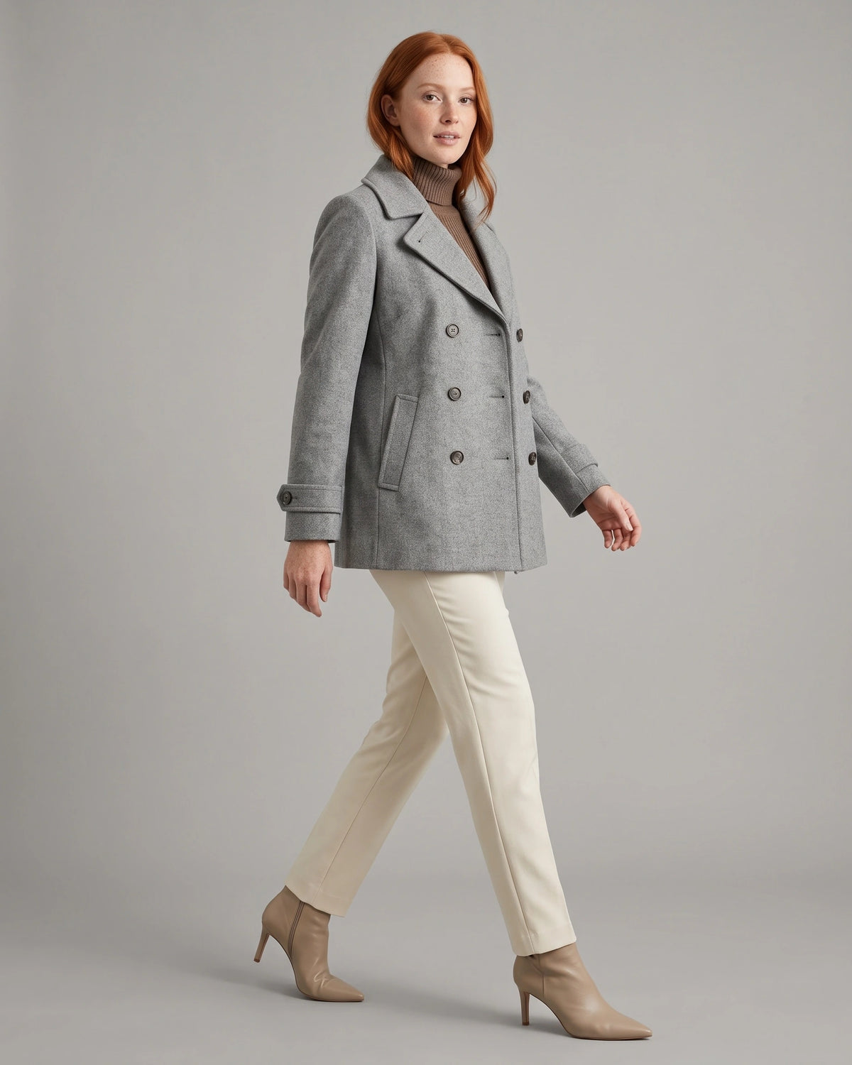 Women's Pea Coat, Double-Breasted Short Tailored with Notch Lapel Collar – Lottie Lou