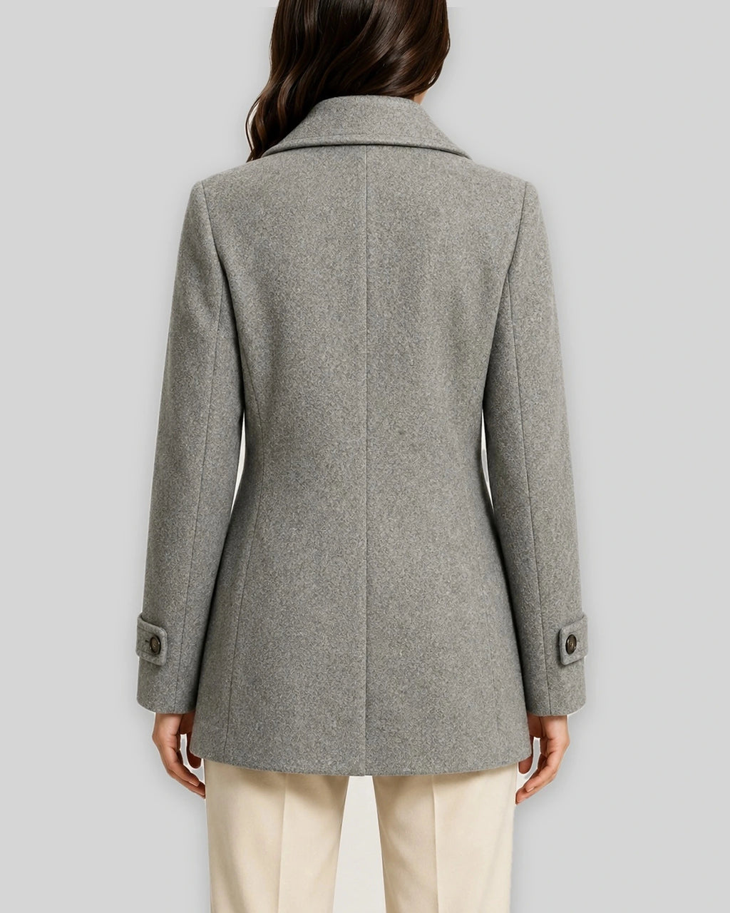 Women's Pea Coat, Double-Breasted Short Tailored with Notch Lapel Collar – Lottie Lou