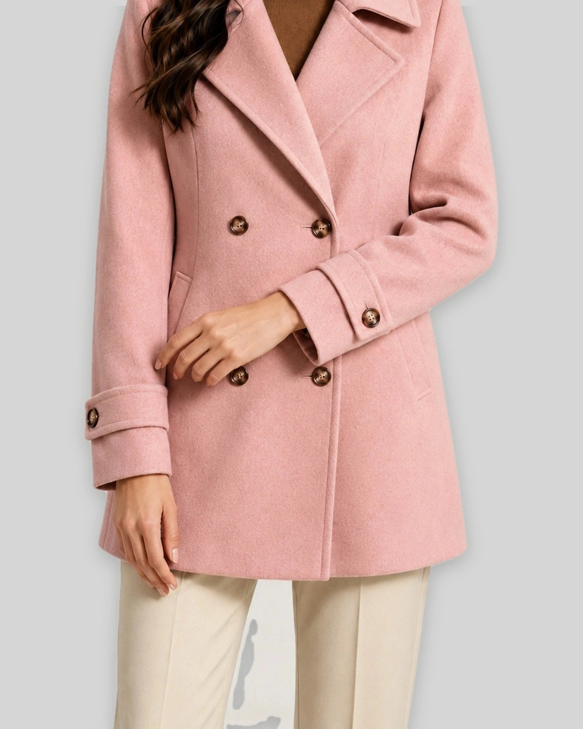 Women's Pea Coat, Double-Breasted Short Tailored with Notch Lapel Collar – Lottie Lou