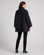 Women's Coat with Draped Cape Collar, Scarf Neck and Button Detail – Josie Lou