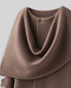 Women's Coat with Draped Cape Collar, Scarf Neck and Button Detail – Josie Lou