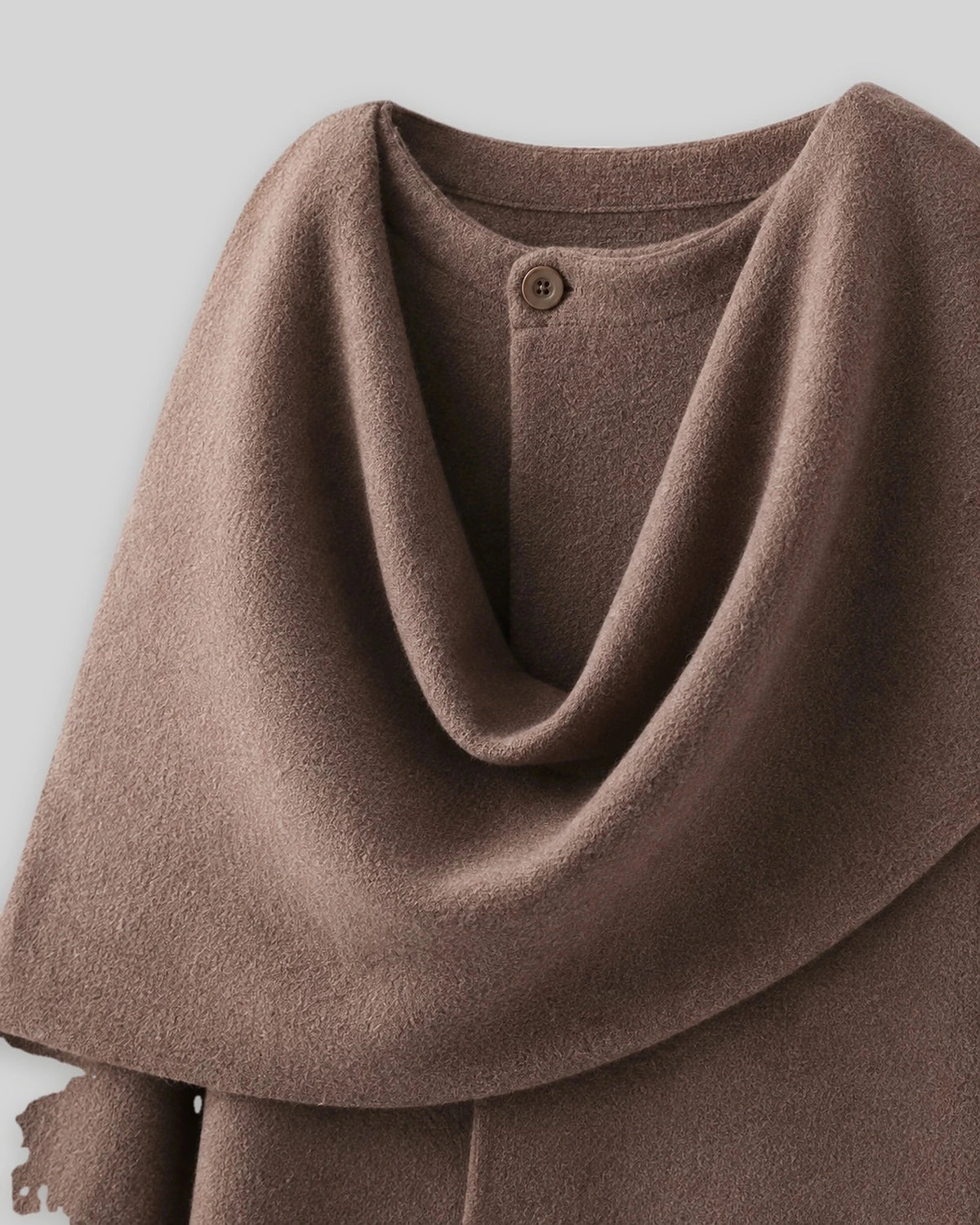 Women's Coat with Draped Cape Collar, Scarf Neck and Button Detail – Josie Lou