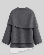 Women's Coat with Draped Cape Collar, Scarf Neck and Button Detail – Josie Lou