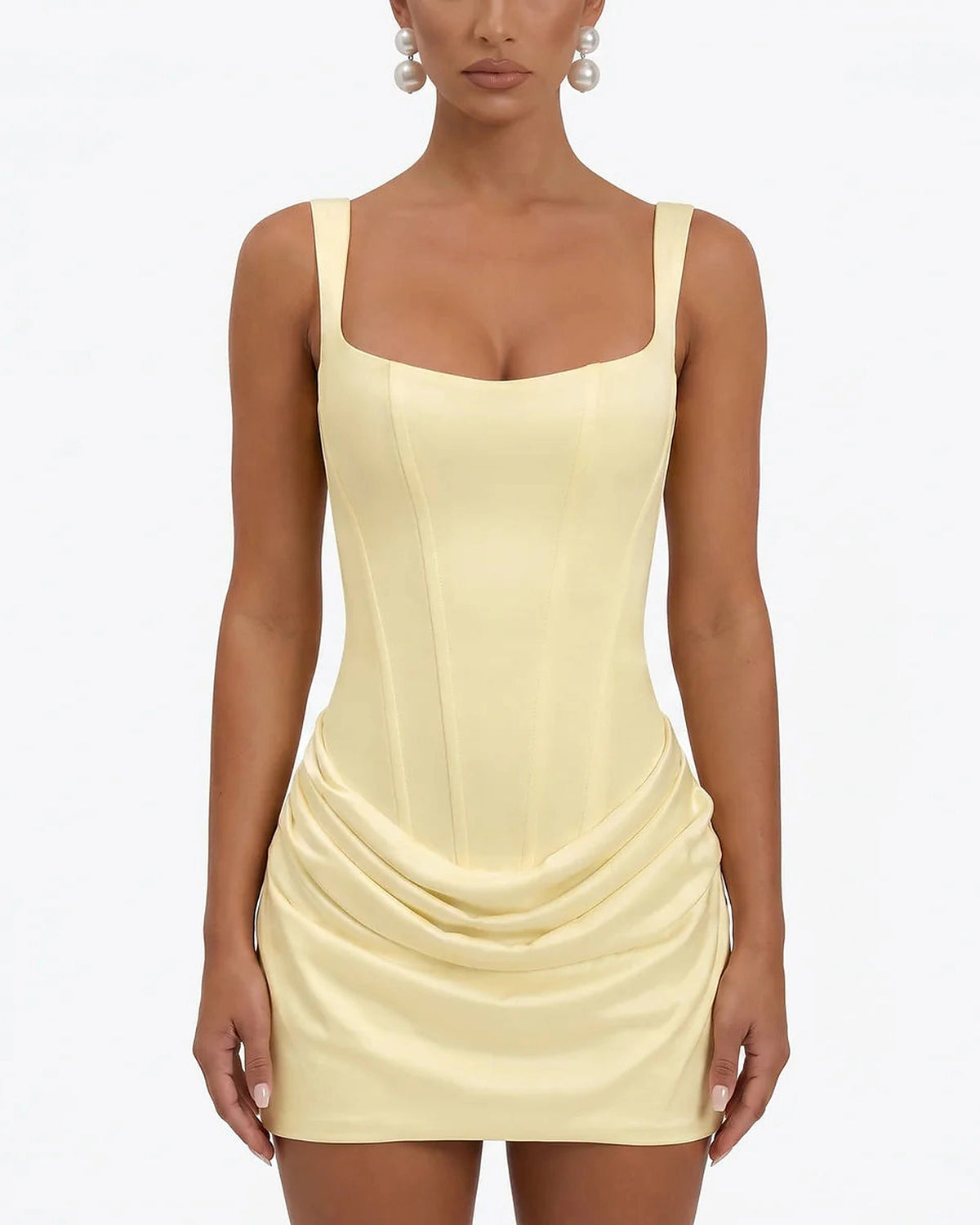 Women's Corset Mini Dress in Draped Satin with Lace-Up Back, Party Dress – Daisy Jane