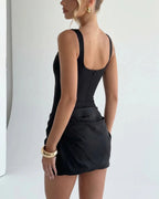 Women's Corset Mini Dress in Draped Satin with Lace-Up Back, Party Dress – Daisy Jane