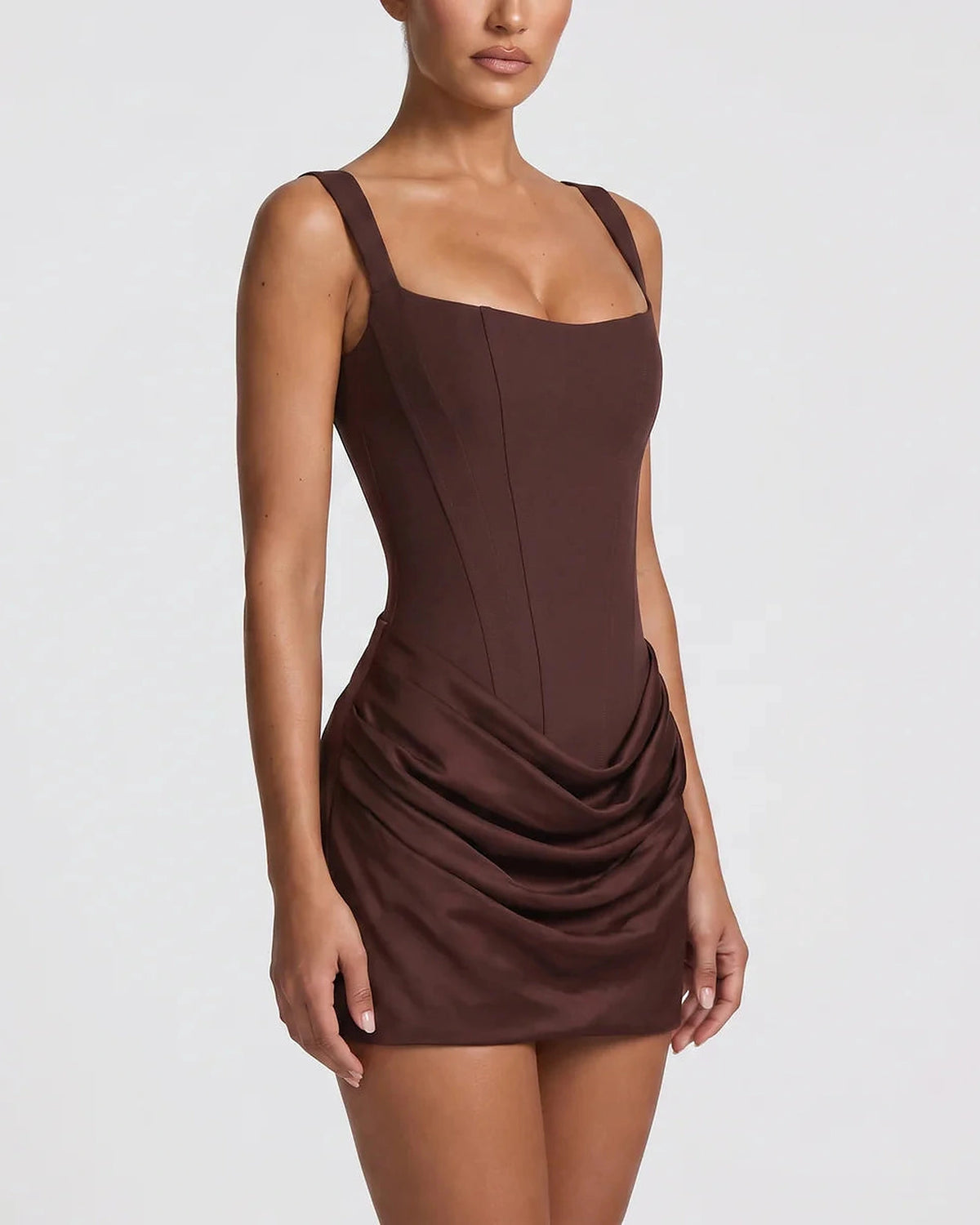 Women's Corset Mini Dress in Draped Satin with Lace-Up Back, Party Dress – Daisy Jane