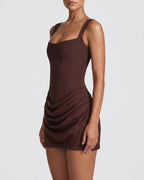 Women's Corset Mini Dress in Draped Satin with Lace-Up Back, Party Dress – Daisy Jane