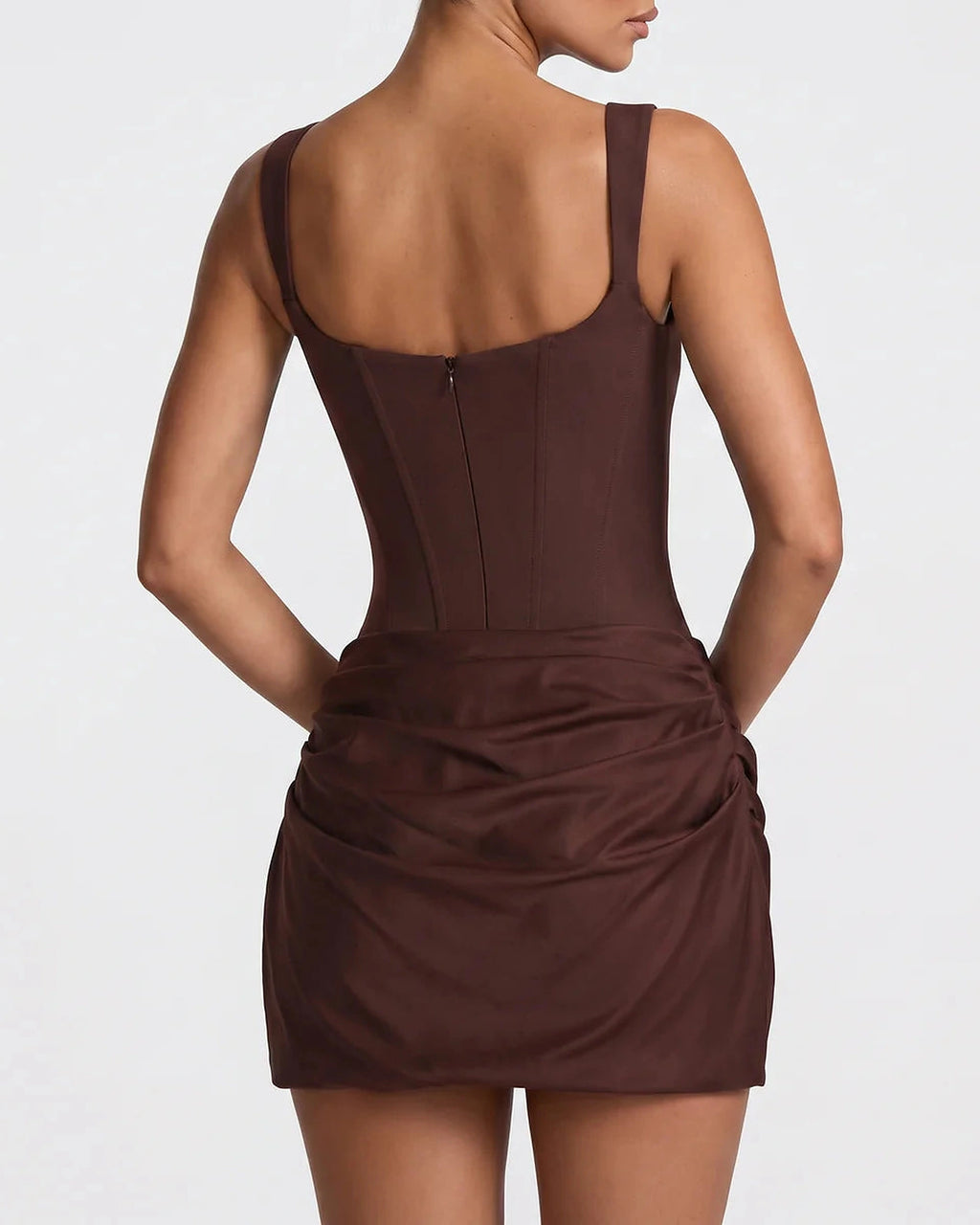 Women's Corset Mini Dress in Draped Satin with Lace-Up Back, Party Dress – Daisy Jane