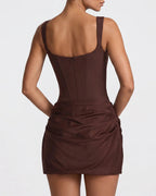 Women's Corset Mini Dress in Draped Satin with Lace-Up Back, Party Dress – Daisy Jane