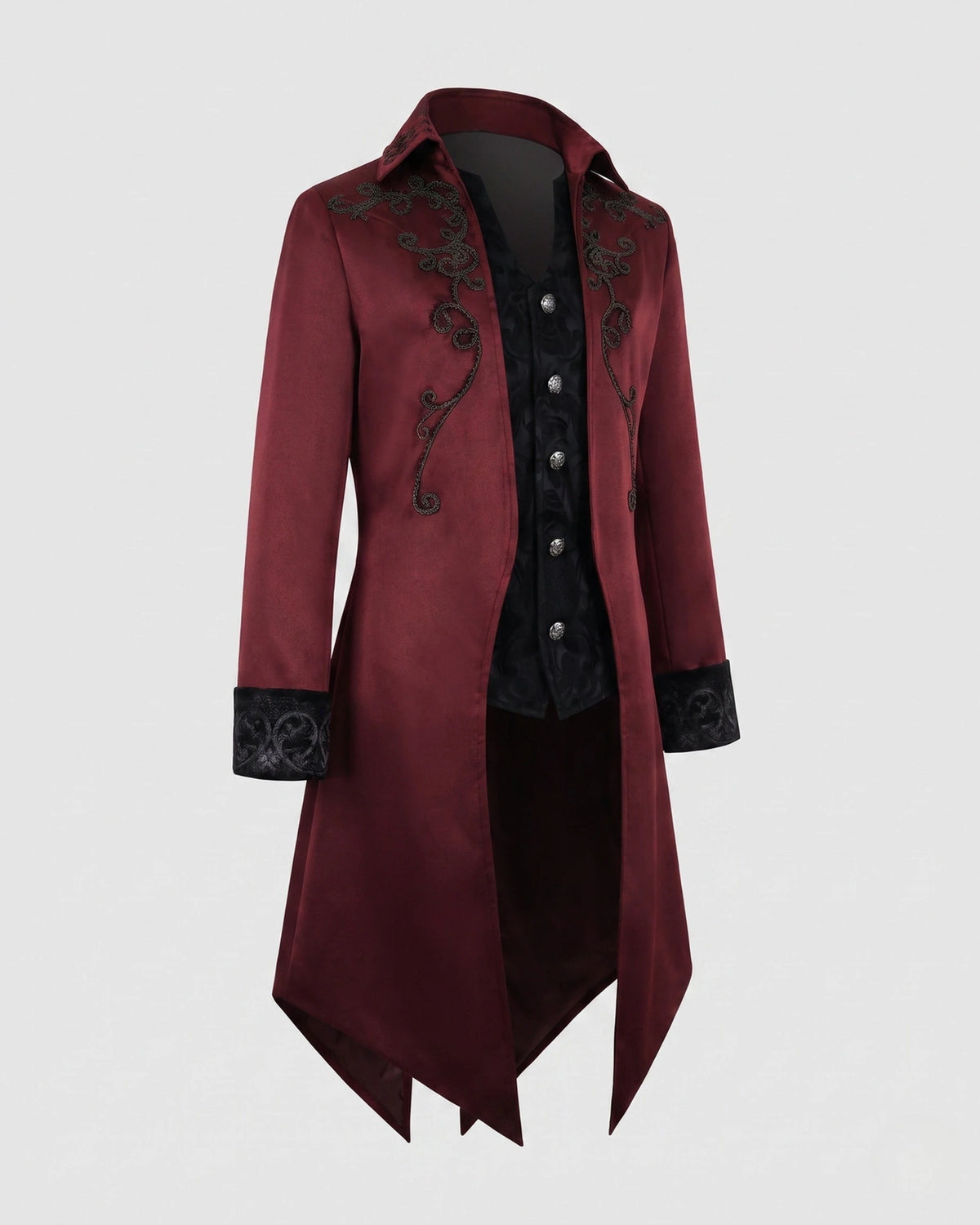 Women's Embroidered Victorian Tailcoat with Contrast Collar and Cuffs – Cora Belle