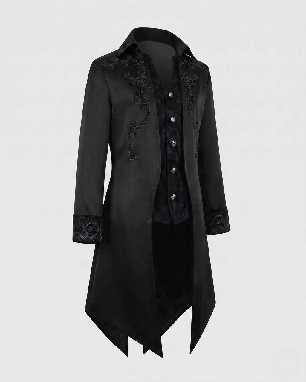 Women's Embroidered Victorian Tailcoat with Contrast Collar and Cuffs – Cora Belle