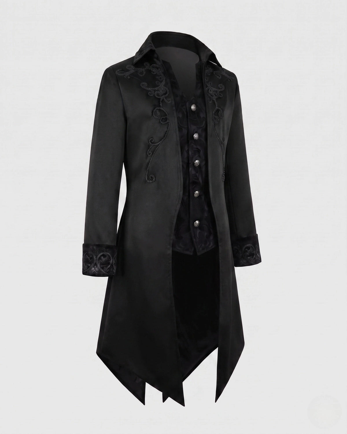Women's Embroidered Victorian Tailcoat with Contrast Collar and Cuffs – Cora Belle