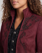 Women's Embroidered Victorian Tailcoat with Contrast Collar and Cuffs – Cora Belle