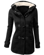 Women's Fleece Lined Hooded Duffle Coat with Toggle Fastening – Clara Belle