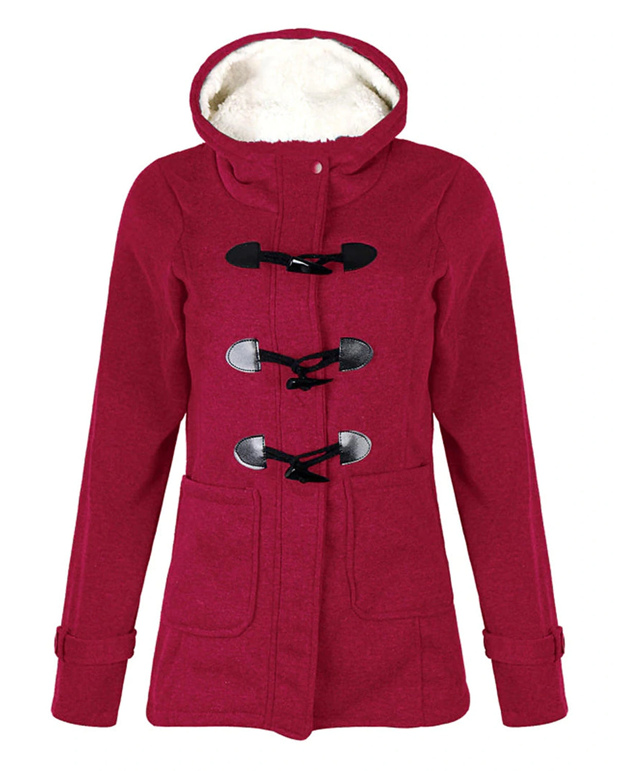 Women's Fleece Lined Hooded Duffle Coat with Toggle Fastening – Clara Belle