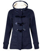 Women's Fleece Lined Hooded Duffle Coat with Toggle Fastening – Clara Belle