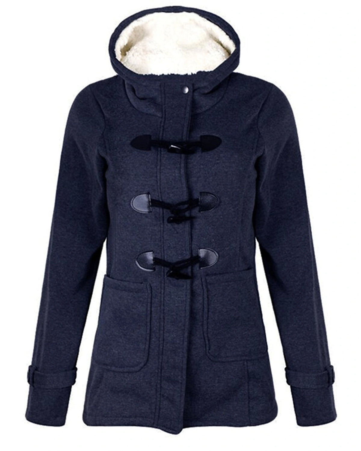 Women's Fleece Lined Hooded Duffle Coat with Toggle Fastening – Clara Belle