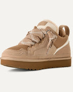 Women's Trainers with Platform Sole and Fleece-Lined Suede, Plaid Laces – Anya