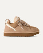 Women's Trainers with Platform Sole and Fleece-Lined Suede, Plaid Laces – Anya