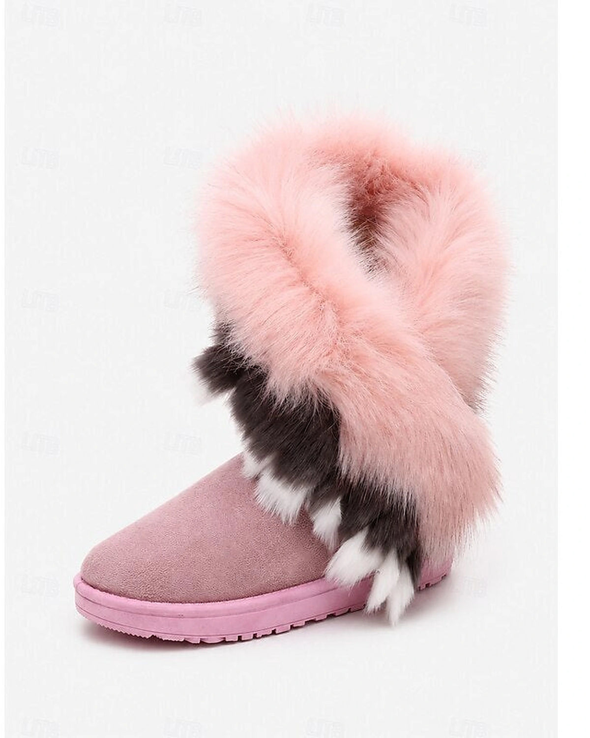 Women's Fluffy Faux Fur Trim Slip-On Ankle Boots with Flat Grip Sole – Heidi Rose