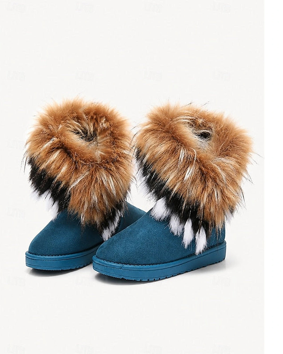 Women's Fluffy Faux Fur Trim Slip-On Ankle Boots with Flat Grip Sole – Heidi Rose