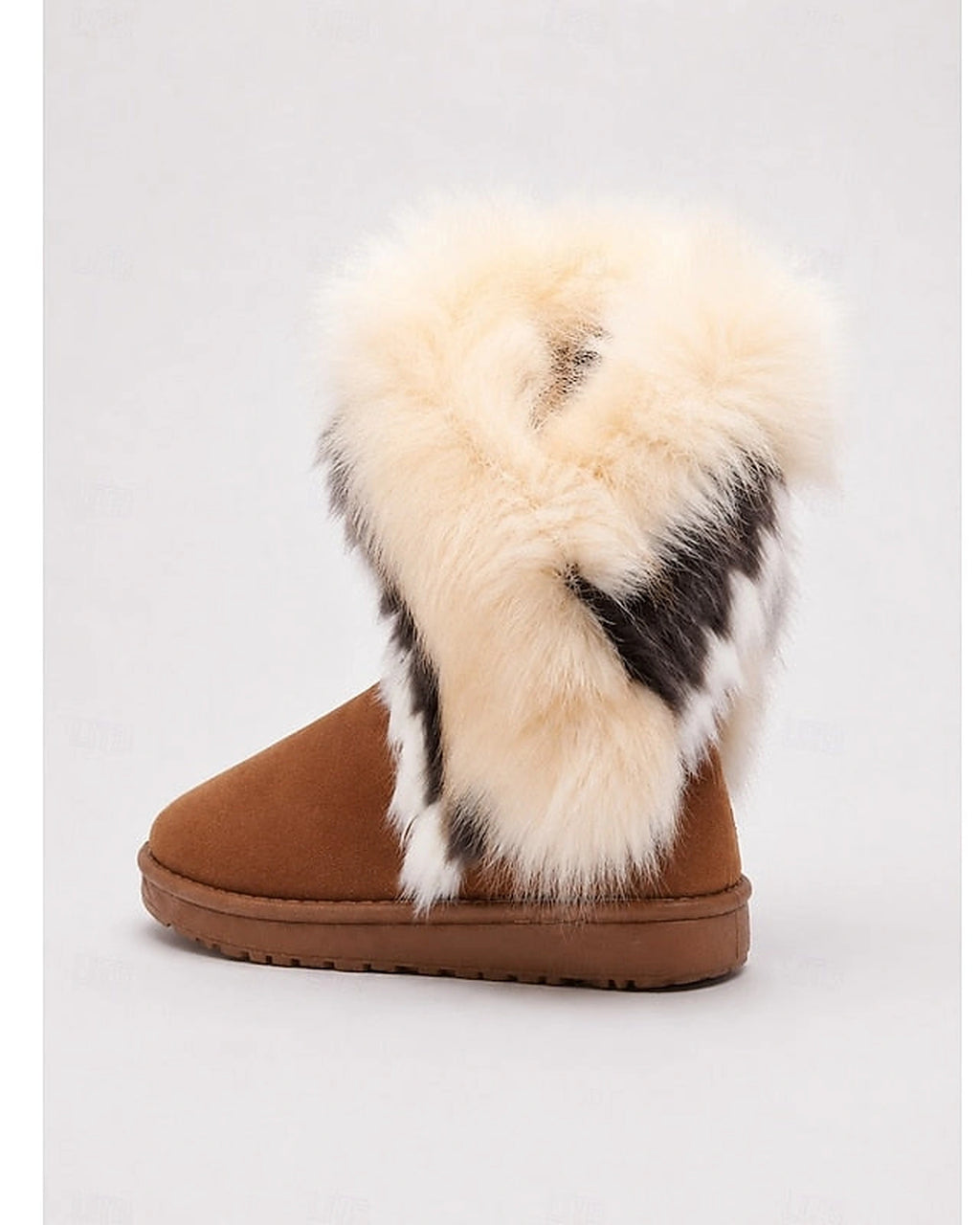 Women's Fluffy Faux Fur Trim Slip-On Ankle Boots with Flat Grip Sole – Heidi Rose
