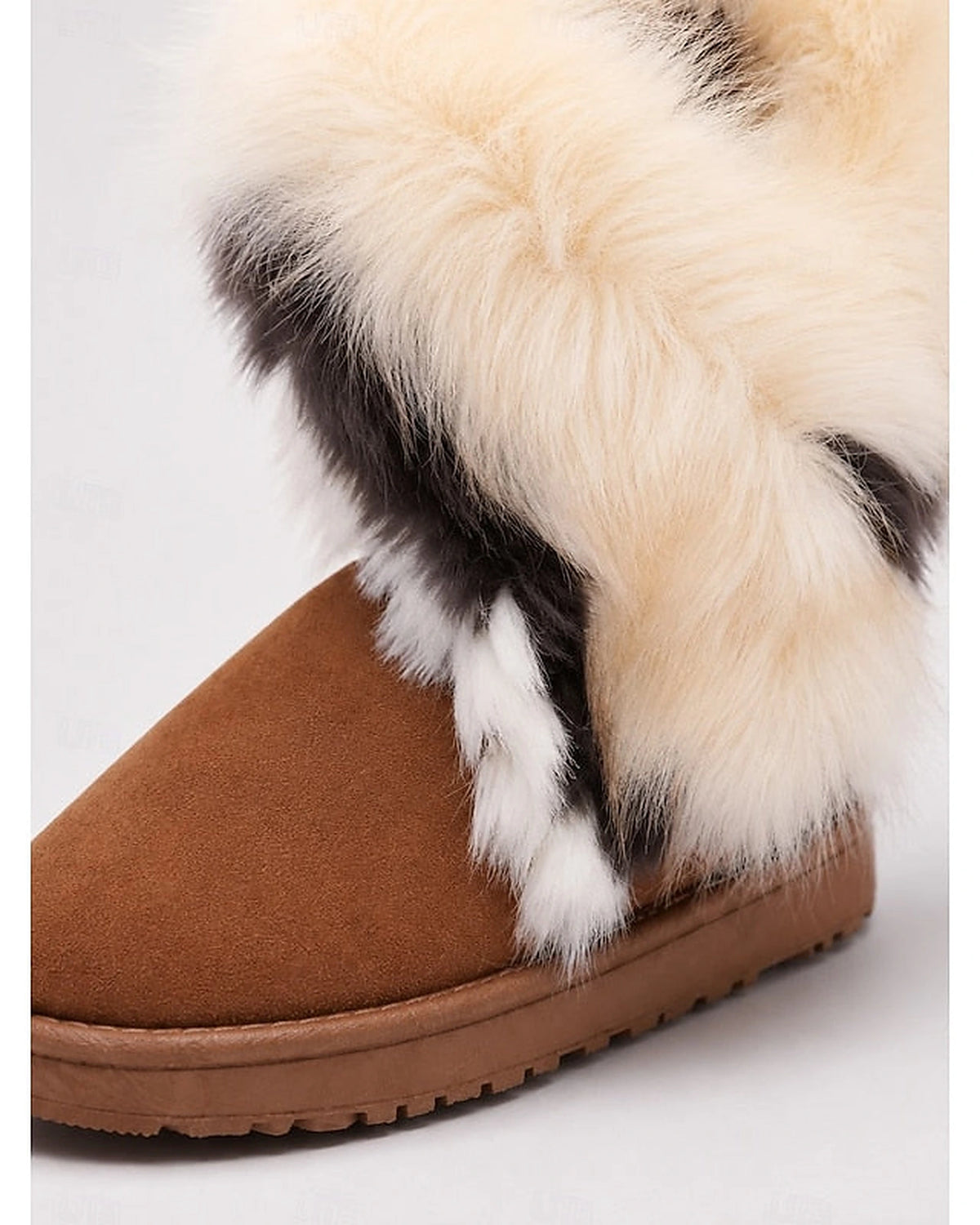 Women's Fluffy Faux Fur Trim Slip-On Ankle Boots with Flat Grip Sole – Heidi Rose