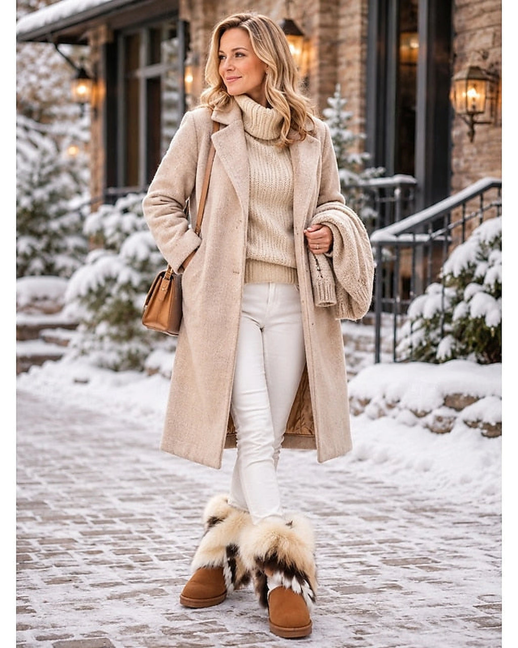 Women's Fluffy Faux Fur Trim Slip-On Ankle Boots with Flat Grip Sole – Heidi Rose