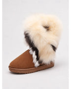 Women's Fluffy Faux Fur Trim Slip-On Ankle Boots with Flat Grip Sole – Heidi Rose
