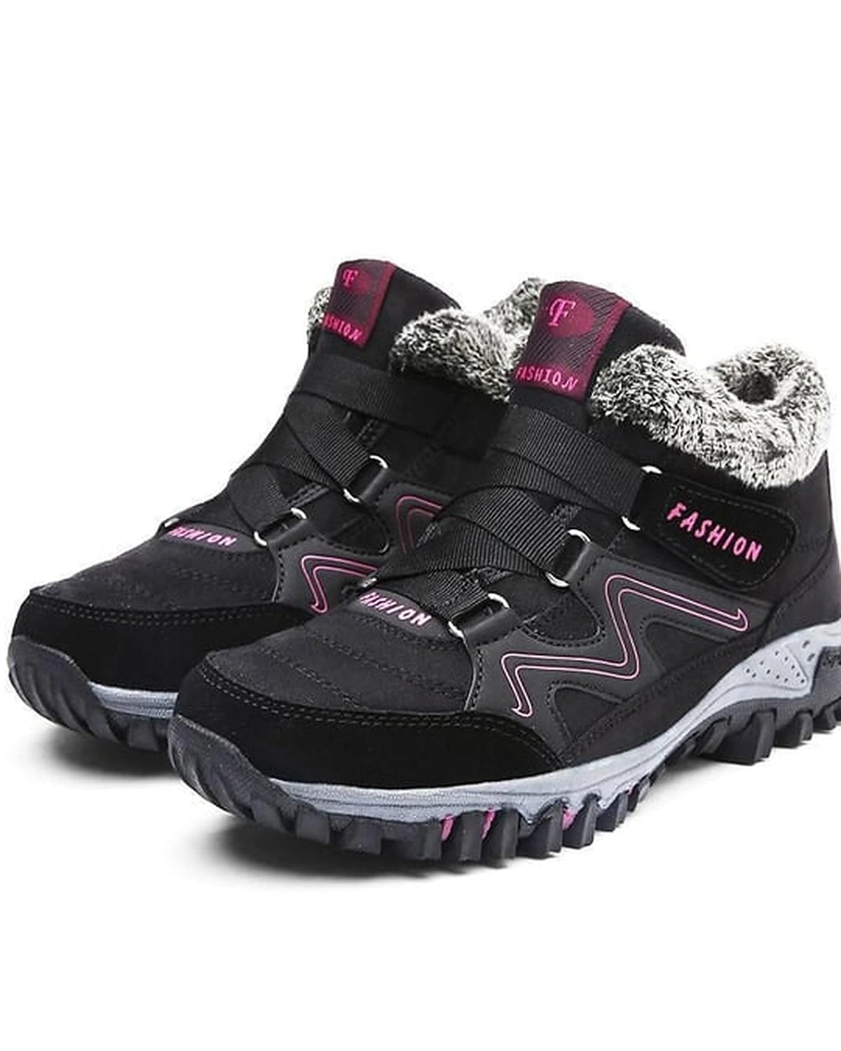 Women's Fur Lined Lace-Up Hiking Boots with Chunky Grip Sole – Jessa Jane