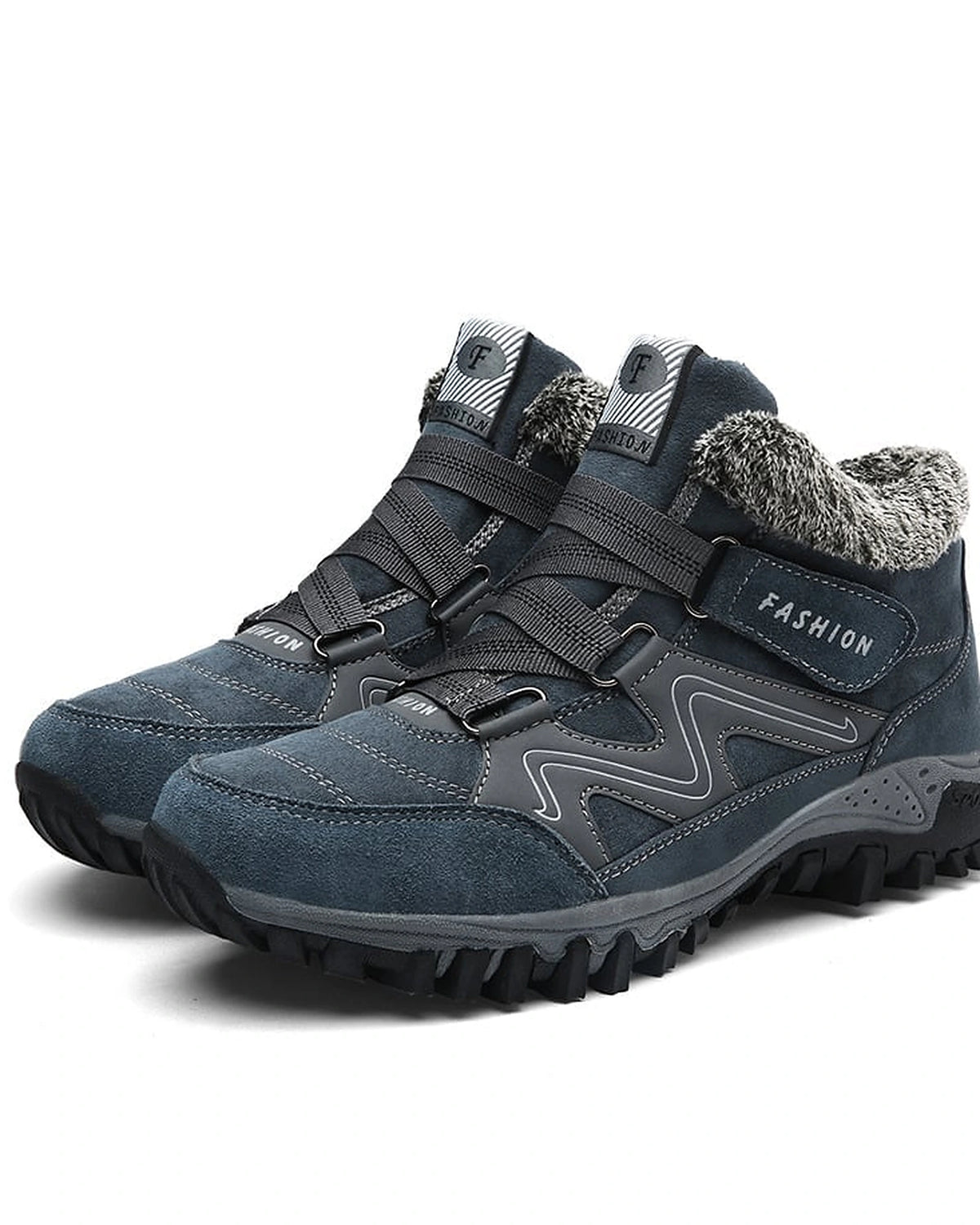 Women's Fur Lined Lace-Up Hiking Boots with Chunky Grip Sole – Jessa Jane